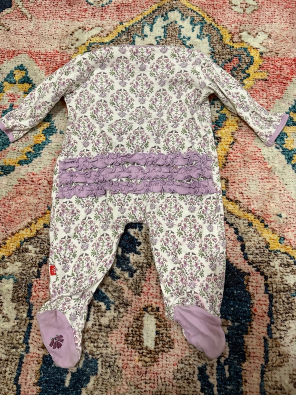 Magnetic Me Lavender Floral Ruffle Footed One-Piece